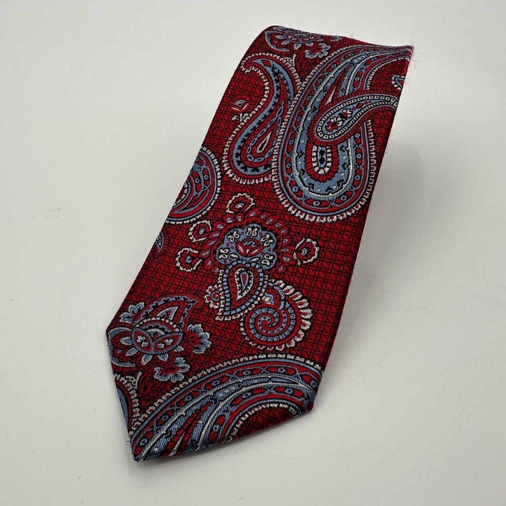 J.S.A. Bank‎ Reserve Silk Necktie Red Blue Paisley Pattern Men's Classic